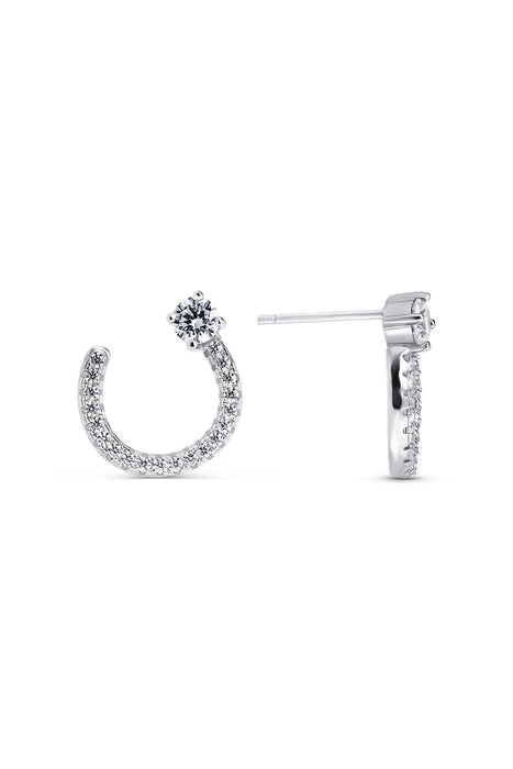 Sterling Silver Cubic Zirconia Horseshoe Stud Earrings