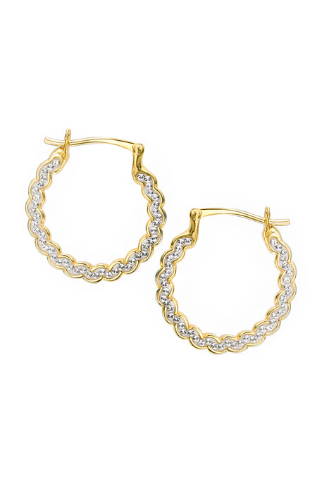 Sterling Silver Gold Plated Crystal Swirl Creole Earrings