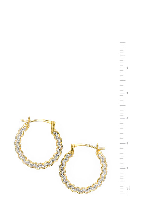 Sterling Silver Gold Plated Crystal Swirl Creole Earrings