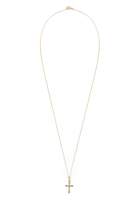 9ct Yellow Gold Cross Pendant 18 Inch Curb Chain