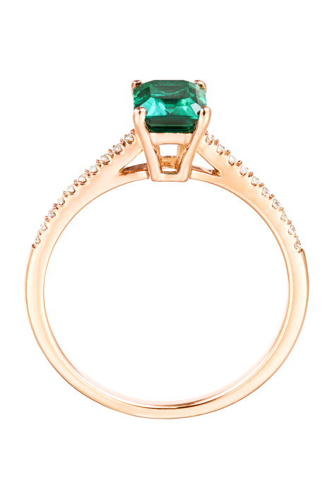 9ct Yellow Gold Created Emerald and Diamond Ring