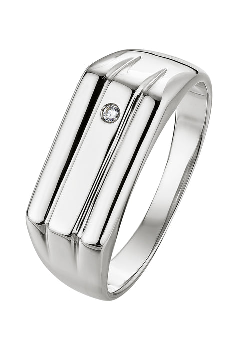 Sterling Silver Diamond Signet Ring