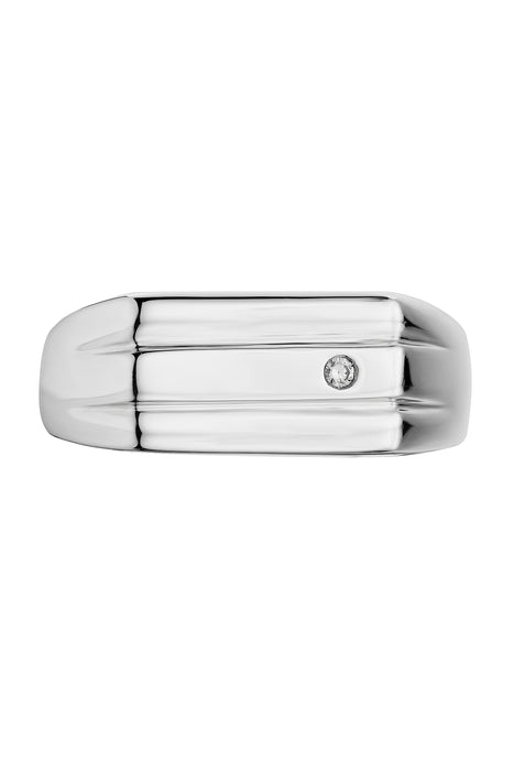 Sterling Silver Diamond Signet Ring