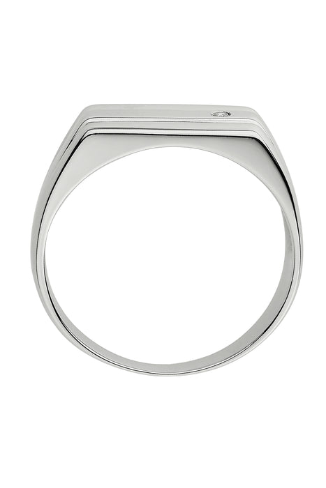 Sterling Silver Diamond Signet Ring