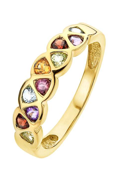 9ct Yellow Gold Multi Gemstone Ring