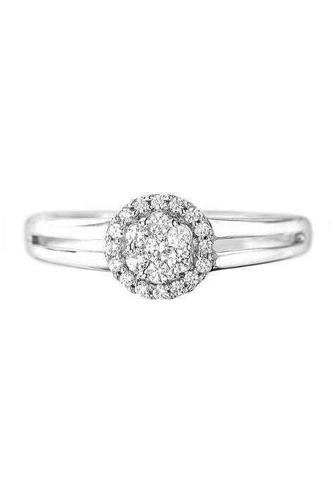 9ct White Gold 0.22ct Diamond Cluster Halo Ring