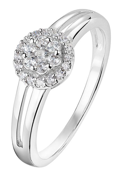 9ct White Gold 0.22ct Diamond Cluster Halo Ring