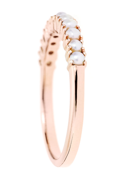 9ct Rose Gold Freshwater Pearl Half Eternity Ring