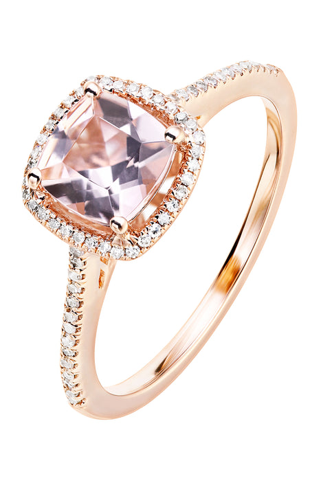 9ct Rose Gold Morganite and 0.12ct Diamond Ring