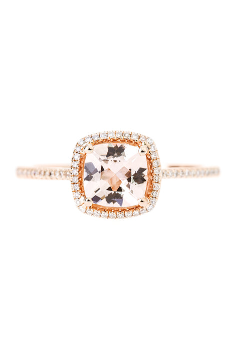 9ct Rose Gold Morganite and 0.12ct Diamond Ring