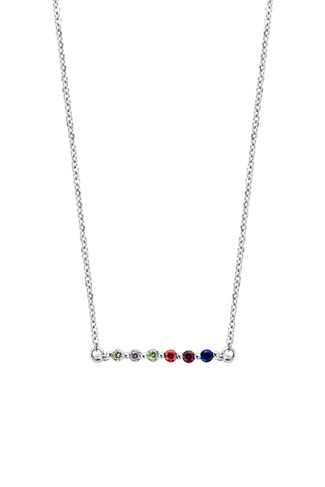 Sterling Silver Multi-colour Stone Bar Necklace