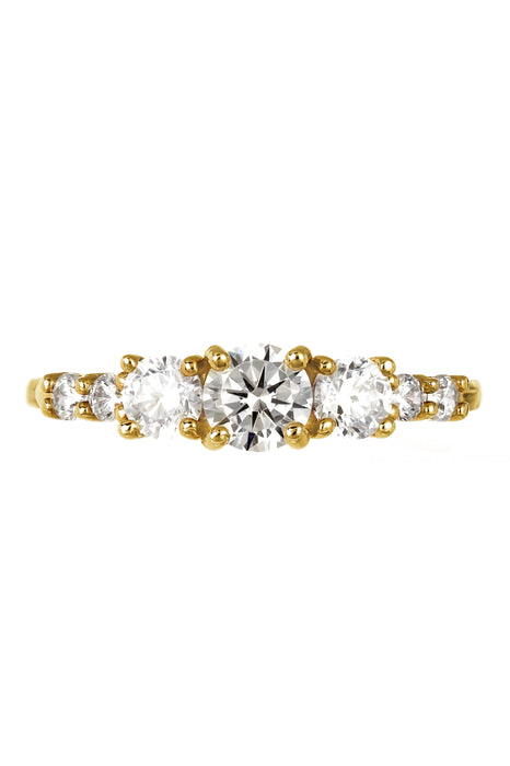 9ct Yellow Gold Cubic Zirconia Three Stone Shoulder Ring