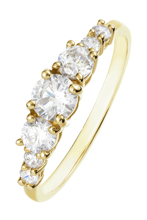 9ct Yellow Gold Cubic Zirconia Three Stone Shoulder Ring