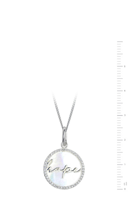 Sterling Silver Mother Of Pearl & Cubic Zirconia Hope Pendant Necklace