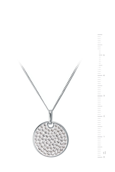 Sterling Silver Crystal Round Mother of Pearl Pendant Necklace