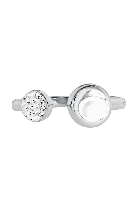 Sterling Silver Crystal Round Open Ring