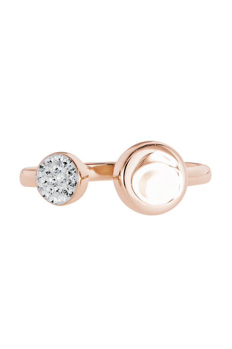 Sterling Silver Rose Gold Plated Crystal Open Ring