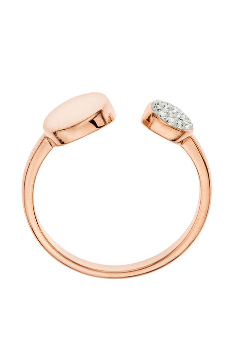 Sterling Silver Rose Gold Plated Crystal Open Ring