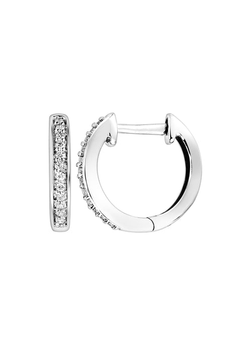 9ct White Gold 0.10ct Diamond Hoop Earrings