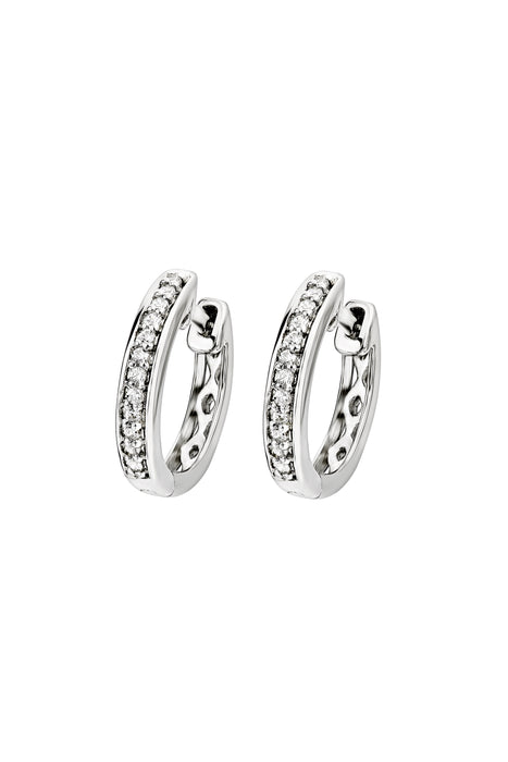 9ct White Gold 0.10ct Diamond Hoop Earrings