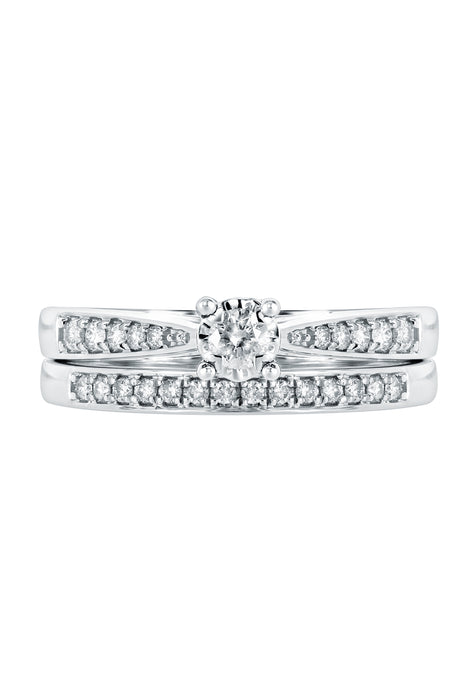 9ct White Gold 0.30ct Diamond Bridal Set Ring