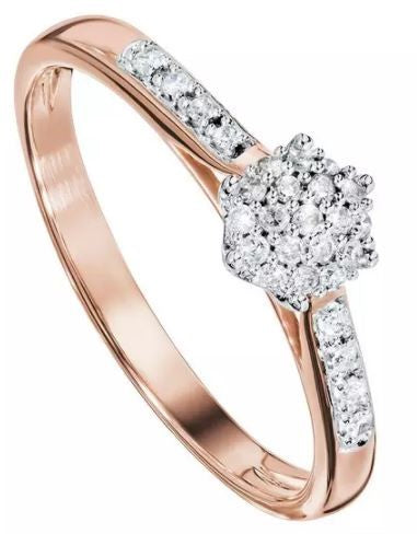 9ct Rose Gold 0.10ct Diamond Cluster Ring