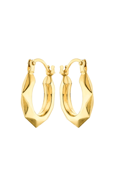 9ct Yellow Gold 10mm Hexagon Hoop Earrings