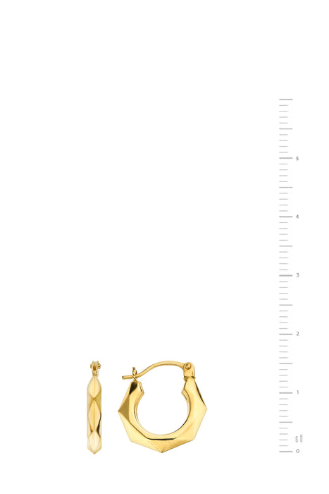 9ct Yellow Gold 10mm Hexagon Hoop Earrings