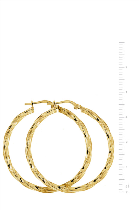 Sterling Silver Gold Plated Twist Creole Earrings