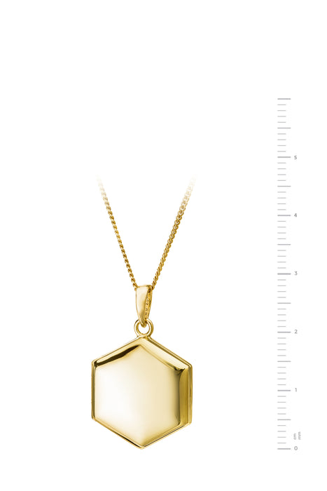 Gold Plated Sterling Silver Hexagon Locket Necklace