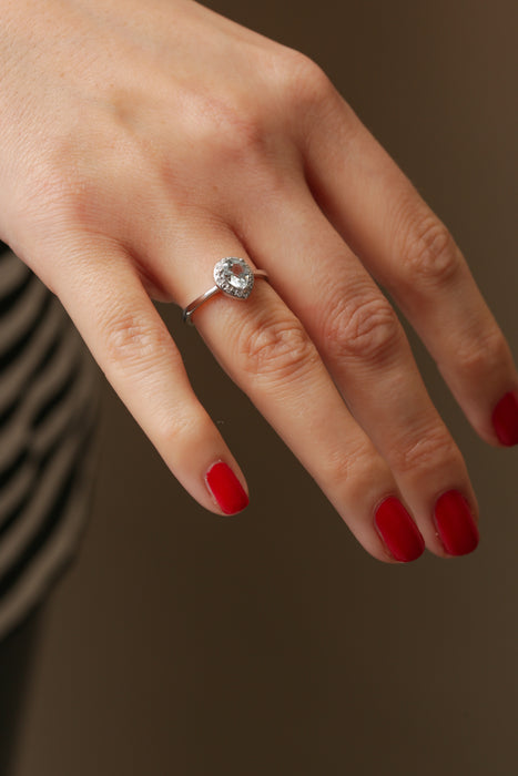 9ct White Gold Aquamarine and Diamond Ring