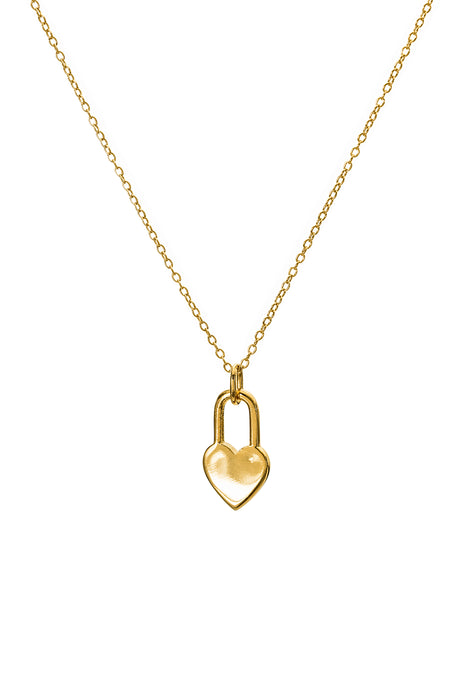 Sterling Silver Gold Plated Padlock Heart Pendant Necklace