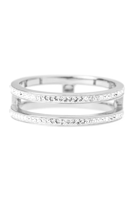 Sterling Silver Crystal Double Band Ring