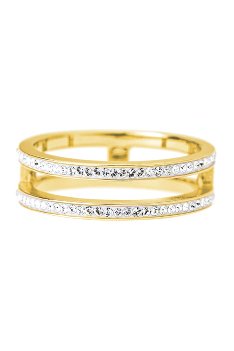 Sterling Silver Gold Plated Crystal Double Band Ring