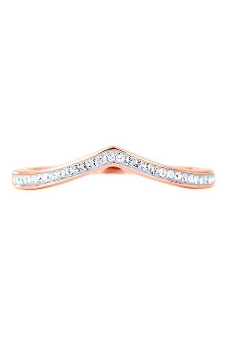 Sterling Silver Rose Gold Plated Crystal Wishbone Ring