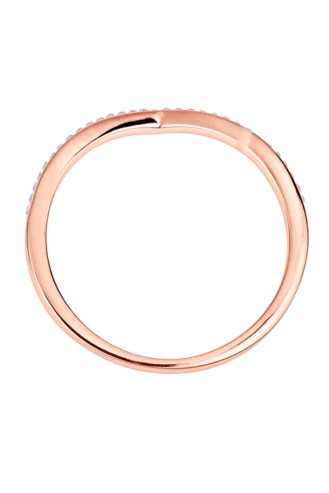 Sterling Silver Rose Gold Plated Crystal Wishbone Ring