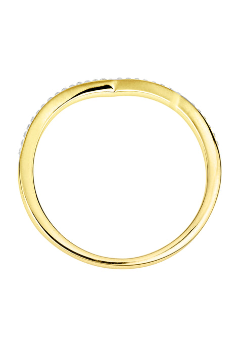 Sterling Silver Gold Plated Crystal Wishbone Ring