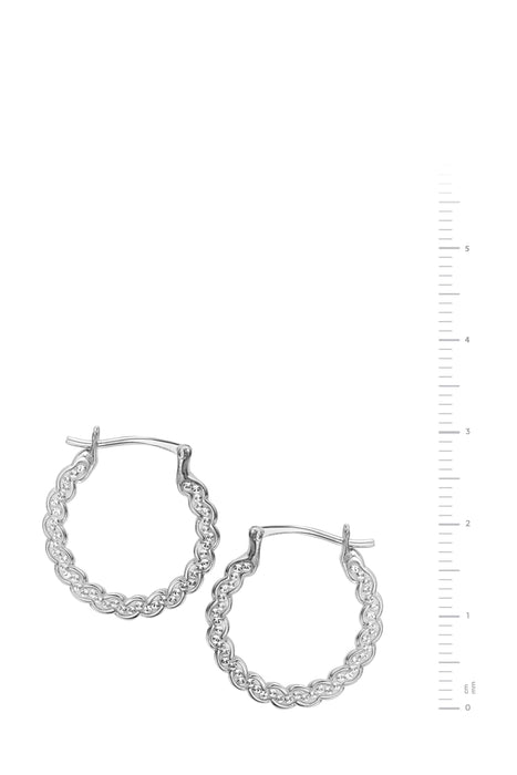 Sterling Silver Crystal Swirl 19mm Hoop Earrings