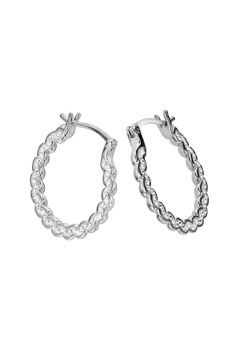 Sterling Silver Crystal Swirl 19mm Hoop Earrings