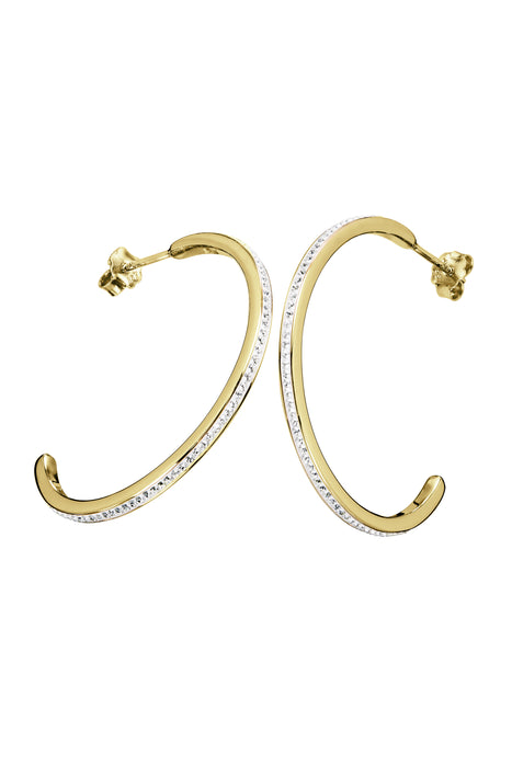 Sterling Silver Gold Plated Crystal 30mm Hoop Stud Earrings