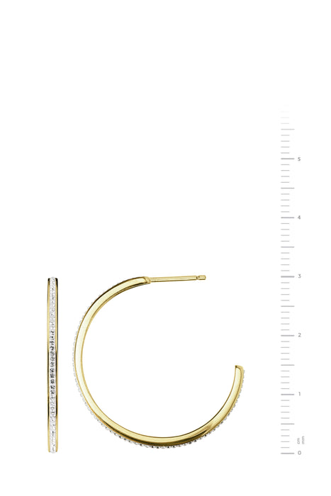 Gold Plated Sterling Silver Crystal 30mm Hoop Stud Earrings