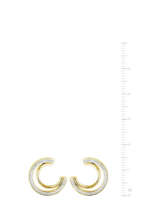 Gold Plated Sterling Silver Crystal Double Crescent Stud Earrings