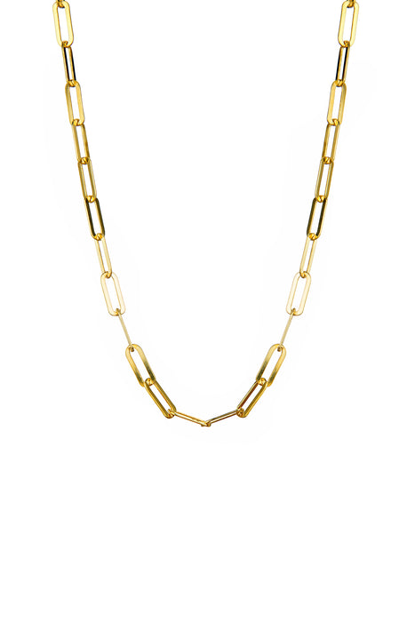 Gold Plated Sterling Silver Polished Paperclip Necklace