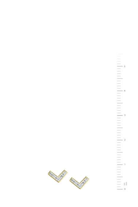 Sterling Silver Gold Plated Crystal Chevron Stud Earrings