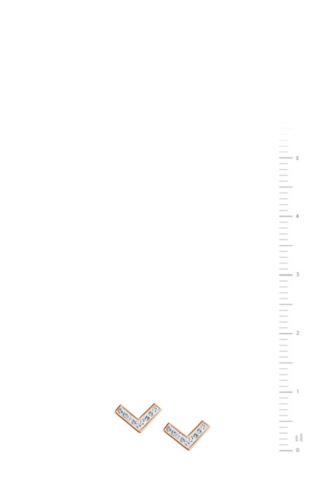 Sterling Silver Rose Gold Plated Crystal Chevron Stud Earrings