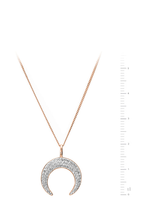 Sterling Silver Rose Gold Plated Crystal Crescent Moon Pendant