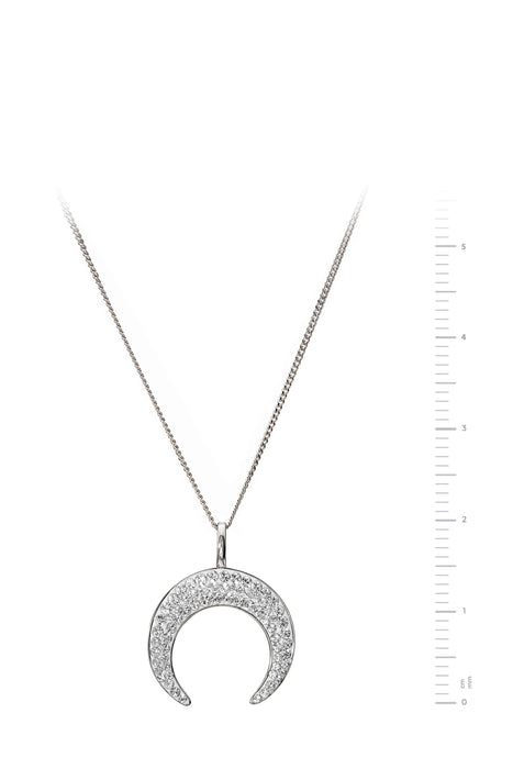 Sterling Silver Crystal Crescent Moon Pendant Necklace