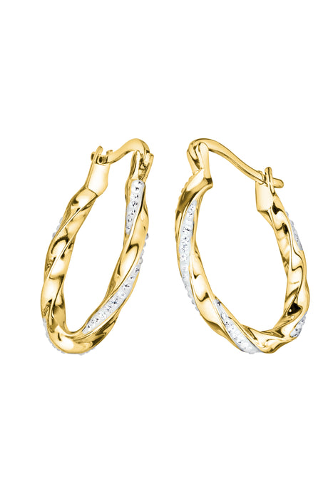 Sterling Silver Gold Plated Crystal Twist 20mm Hoop Earrings