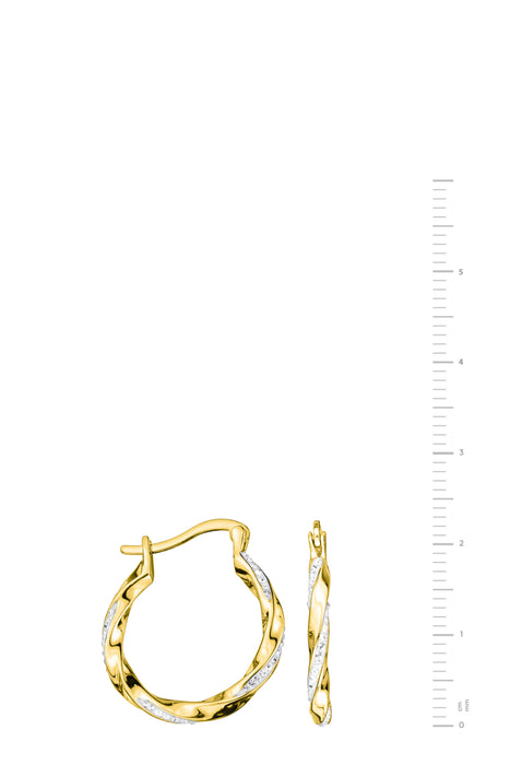 Sterling Silver Gold Plated Crystal Twist 20mm Hoop Earrings