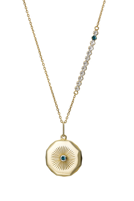 Sterling Silver Gold Plated Crystal Disc Charm Necklace